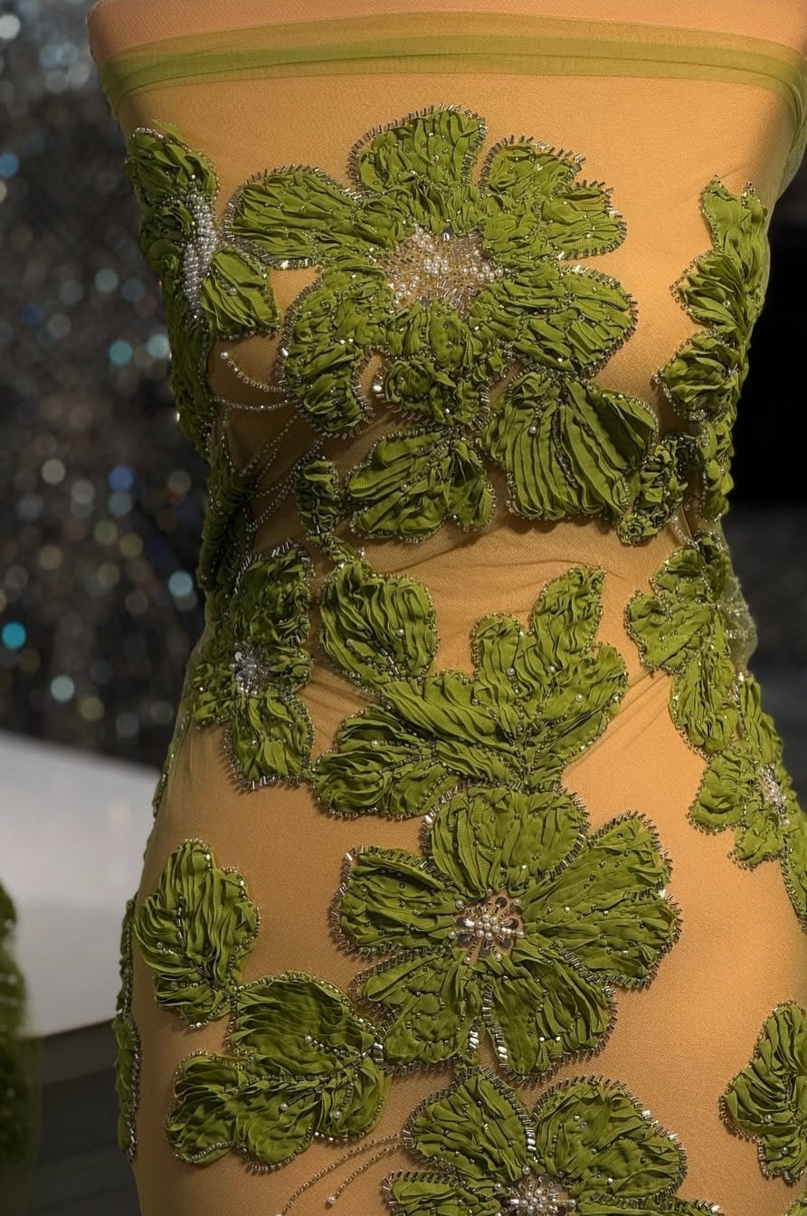 Ribbon Cutdana fabric
