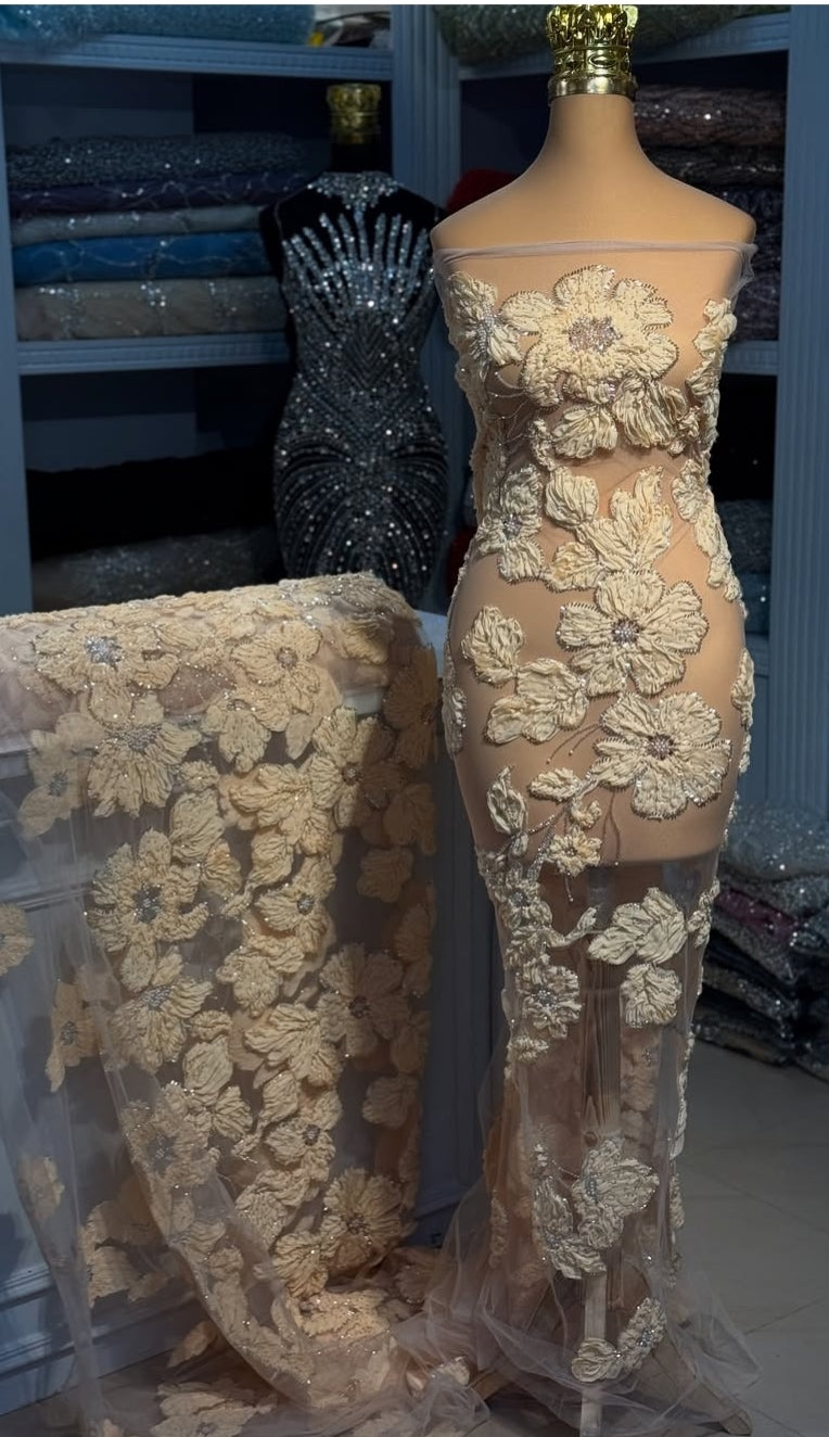 Ribbon Cutdana fabric