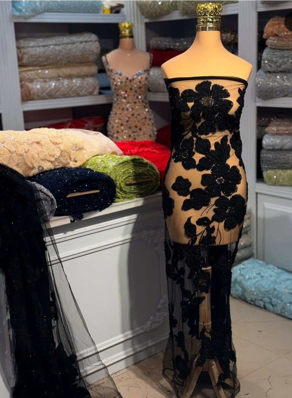 Ribbon Cutdana fabric