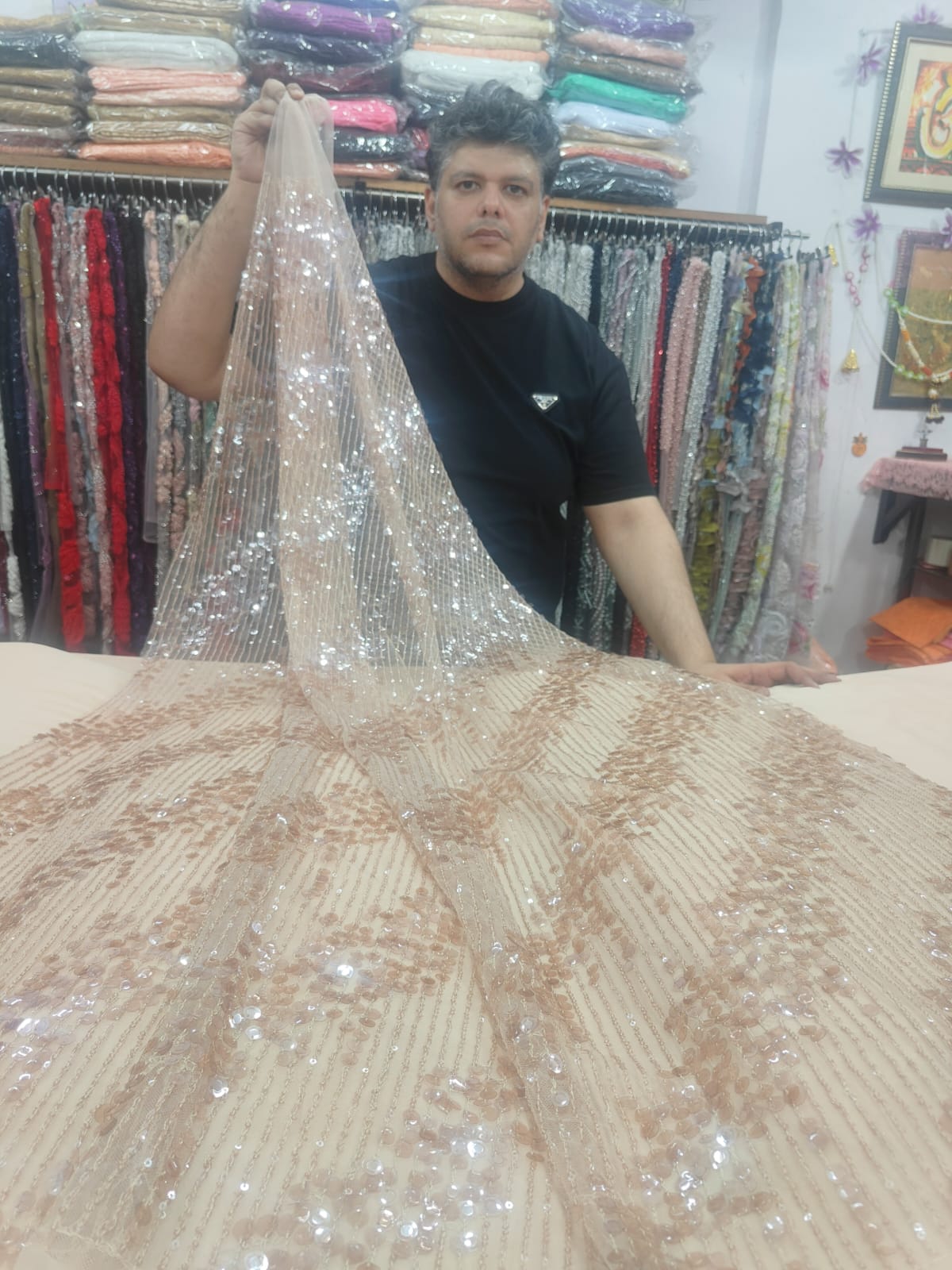 Aqua Cascade Sequin Mesh