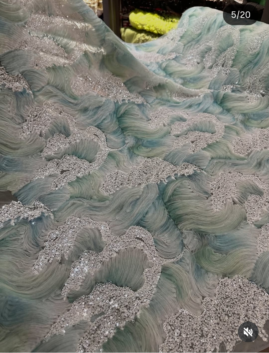 Aurora ribbon embroidery fabric