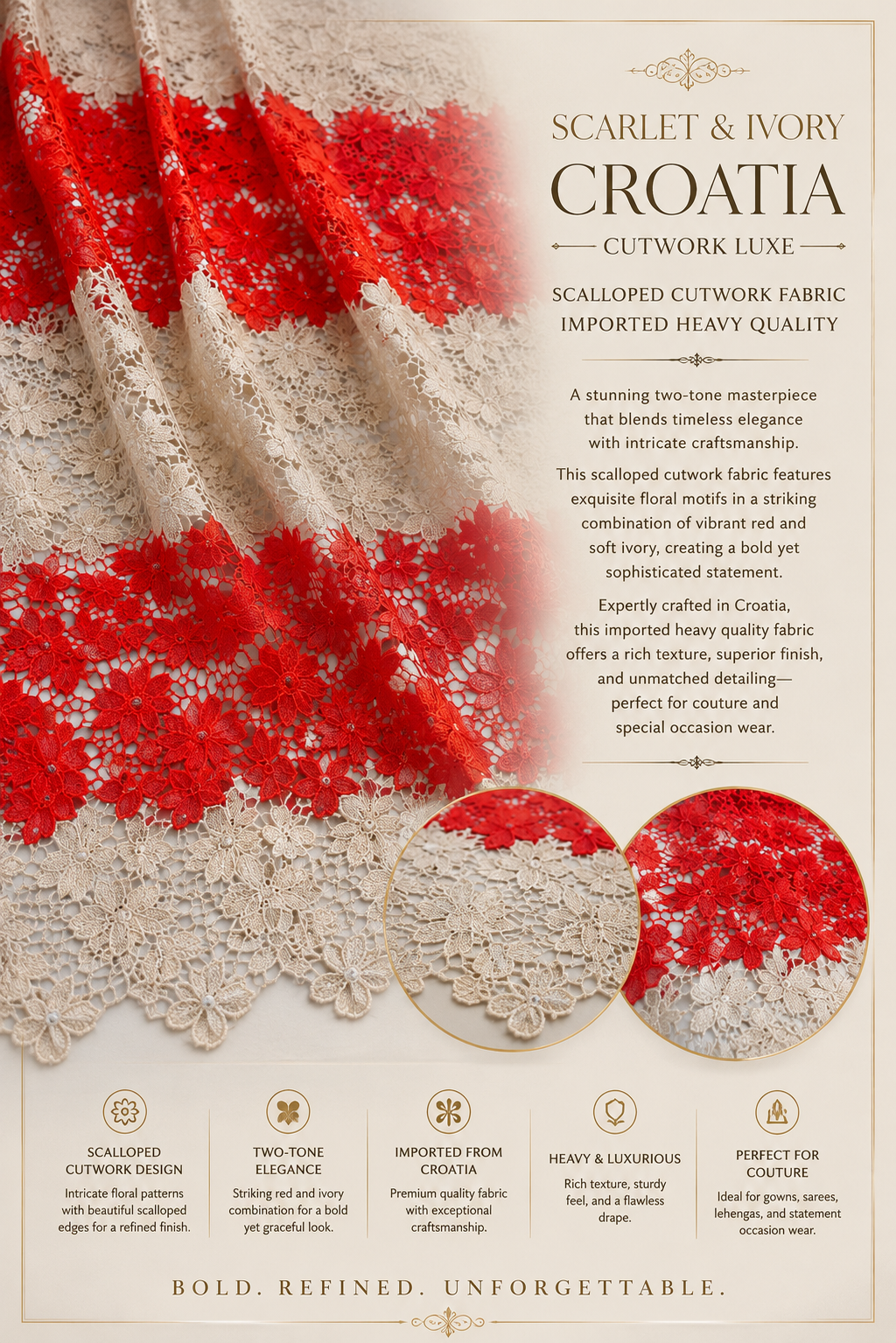 Croatia Fleur Scallop Lace