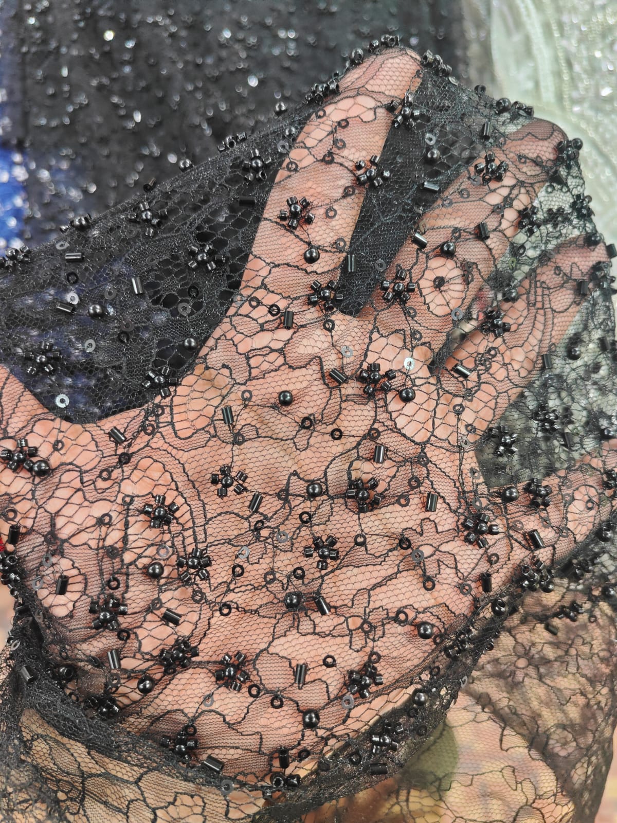 Midnight Bloom Pearl Lace