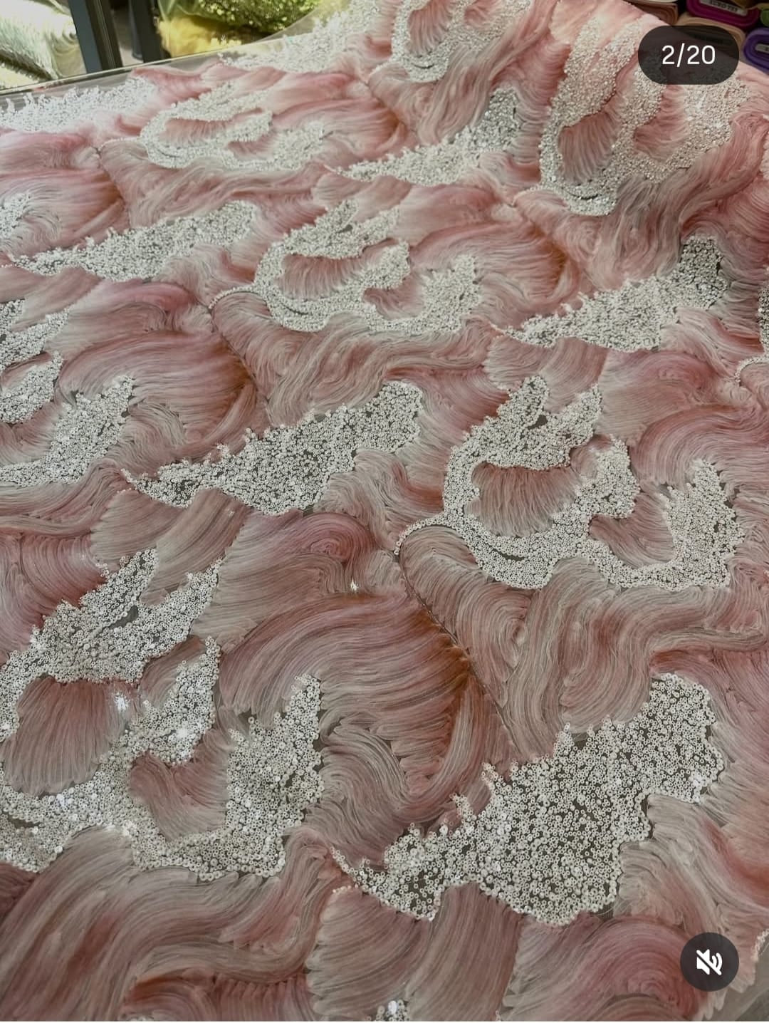 Aurora ribbon embroidery fabric