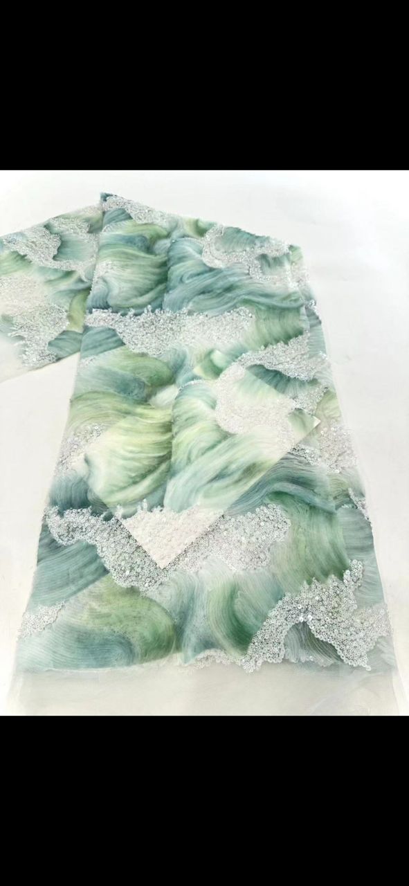 Aurora ribbon embroidery fabric