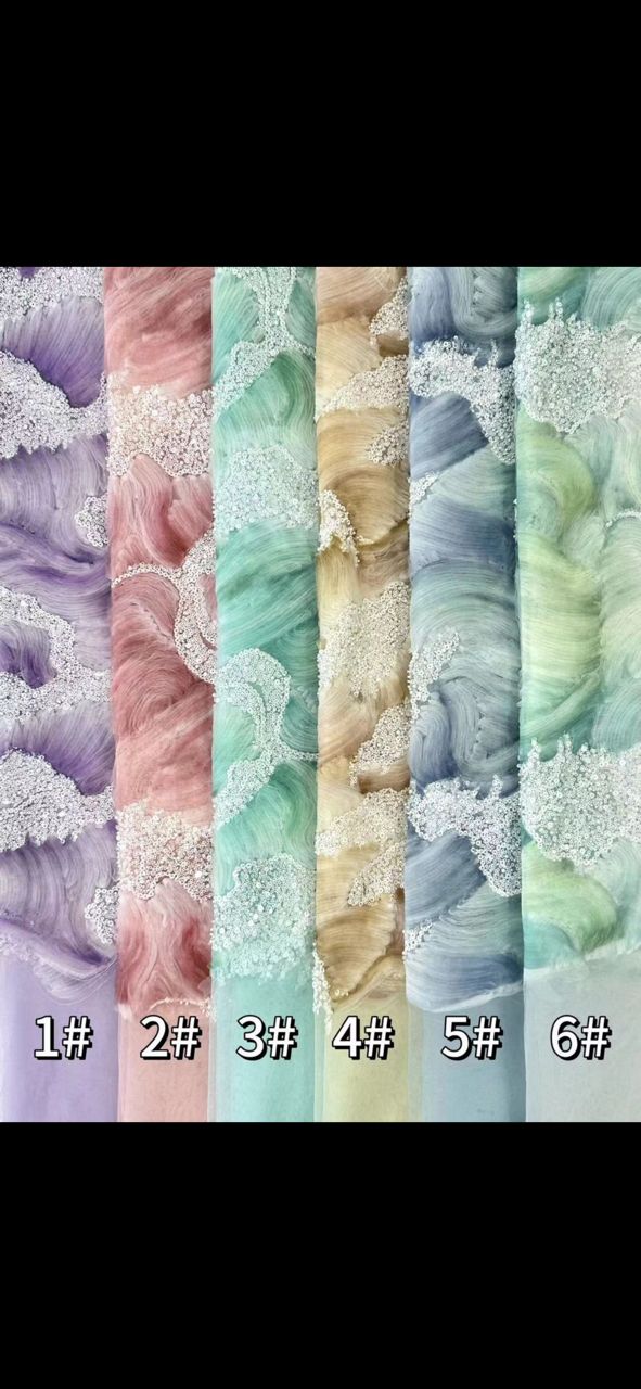 Aurora ribbon embroidery fabric