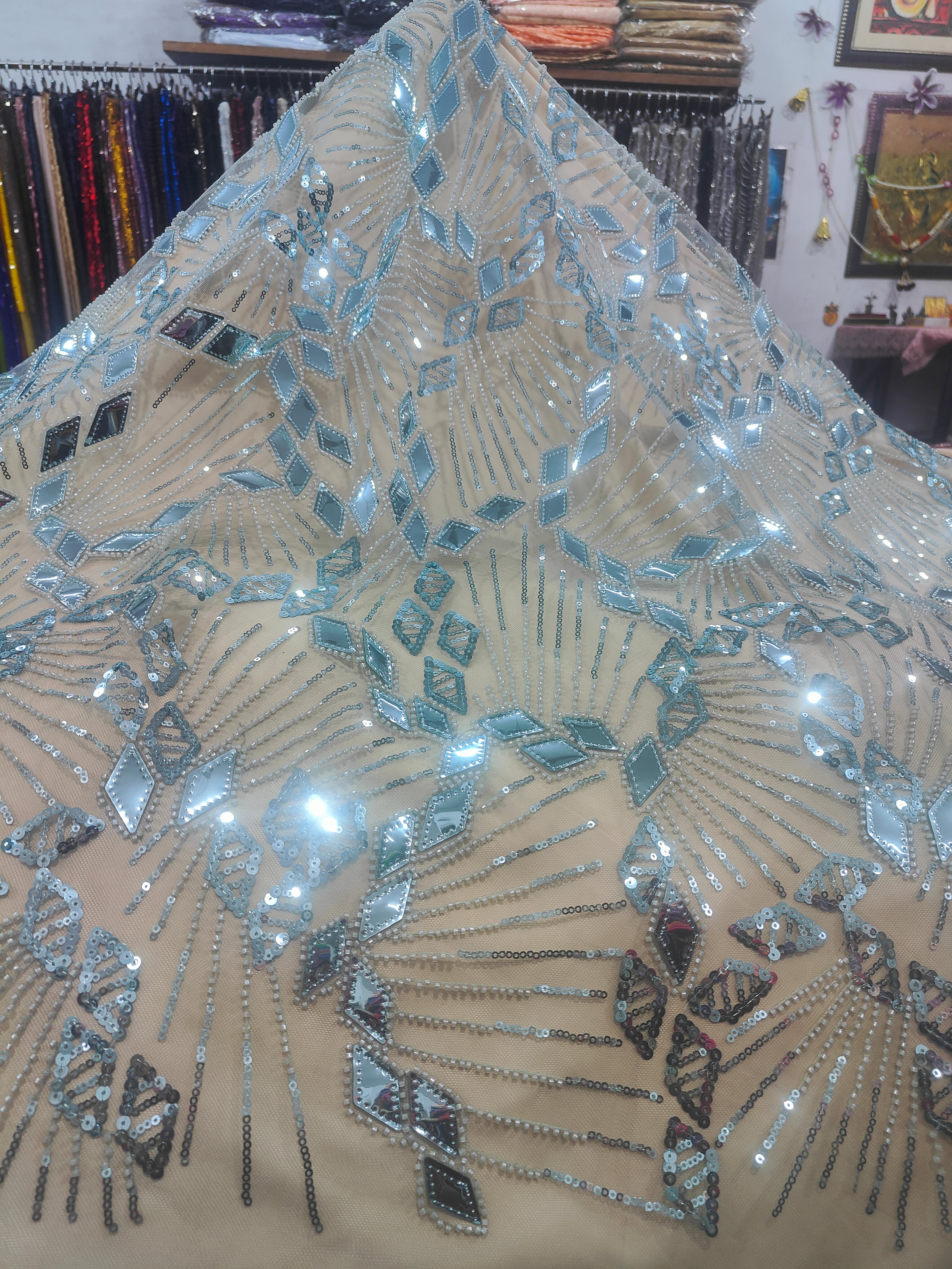 Éclat Mirage Mirror Beaded Net